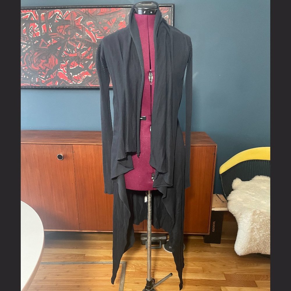 Rick Owens Long Black Wrap Cardigan - S